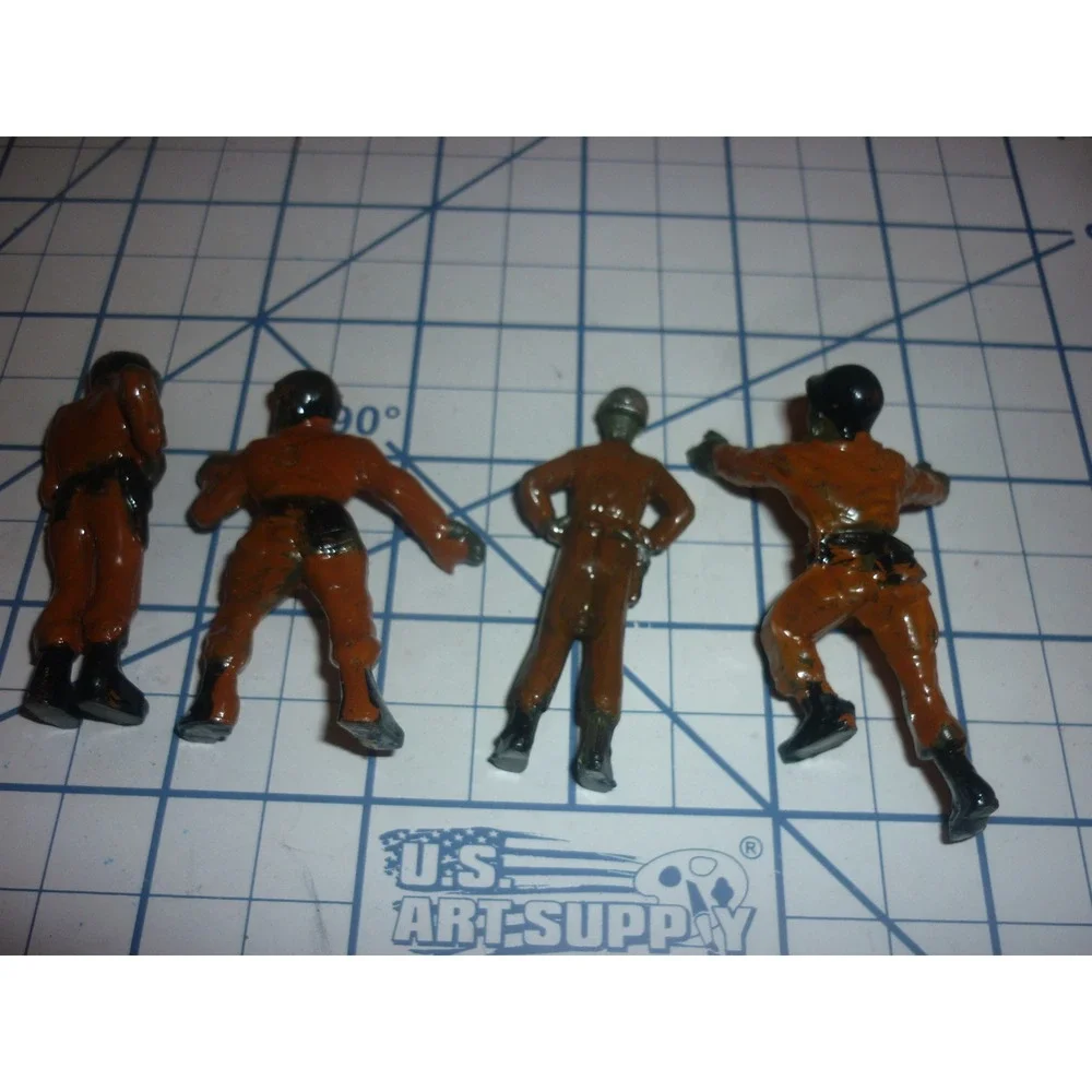 Vintage Starlux France Plastic Jet Pilot Aviator Figures Lot 6 Orange Suit